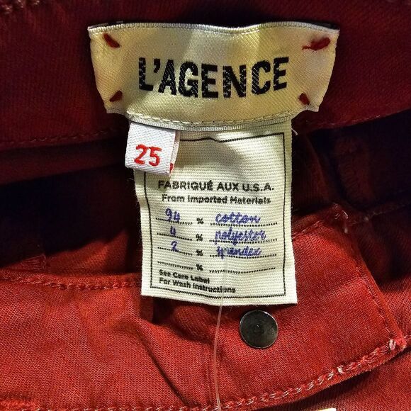 NWT L'AGENCE Margot Jean Redstone Coated 25 - Picture 3 of 5